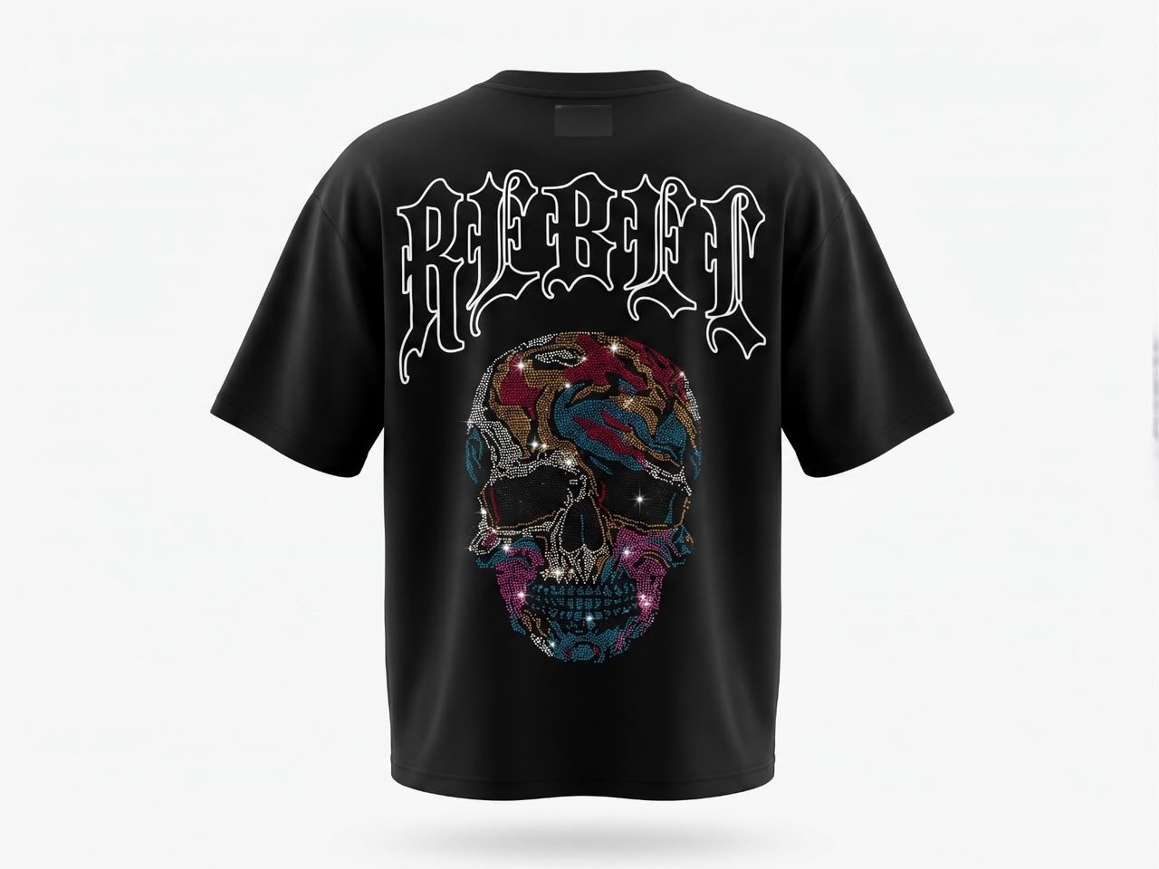 Rebel Crystal Skull Oversized Streetwear Tee