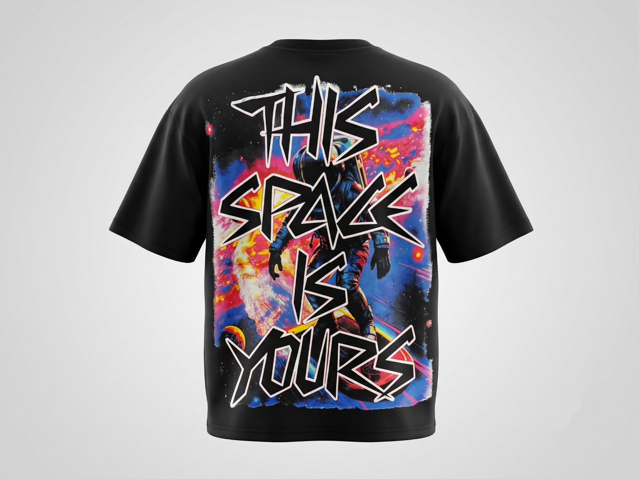This Space Is Yours Rhinestone Oversized T-Shirt – Black