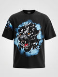 Blue Panther Rhinestone Oversized Streetwear Tee
