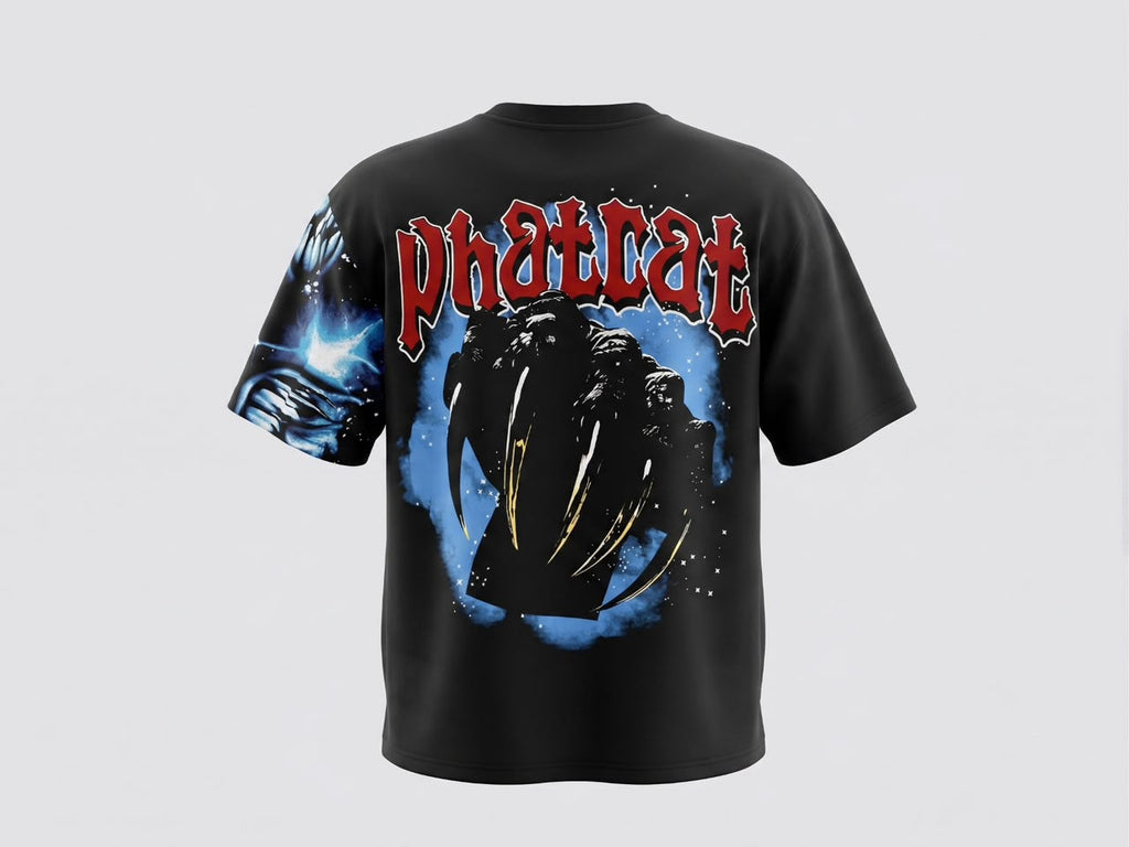 Blue Panther Rhinestone Oversized Streetwear Tee