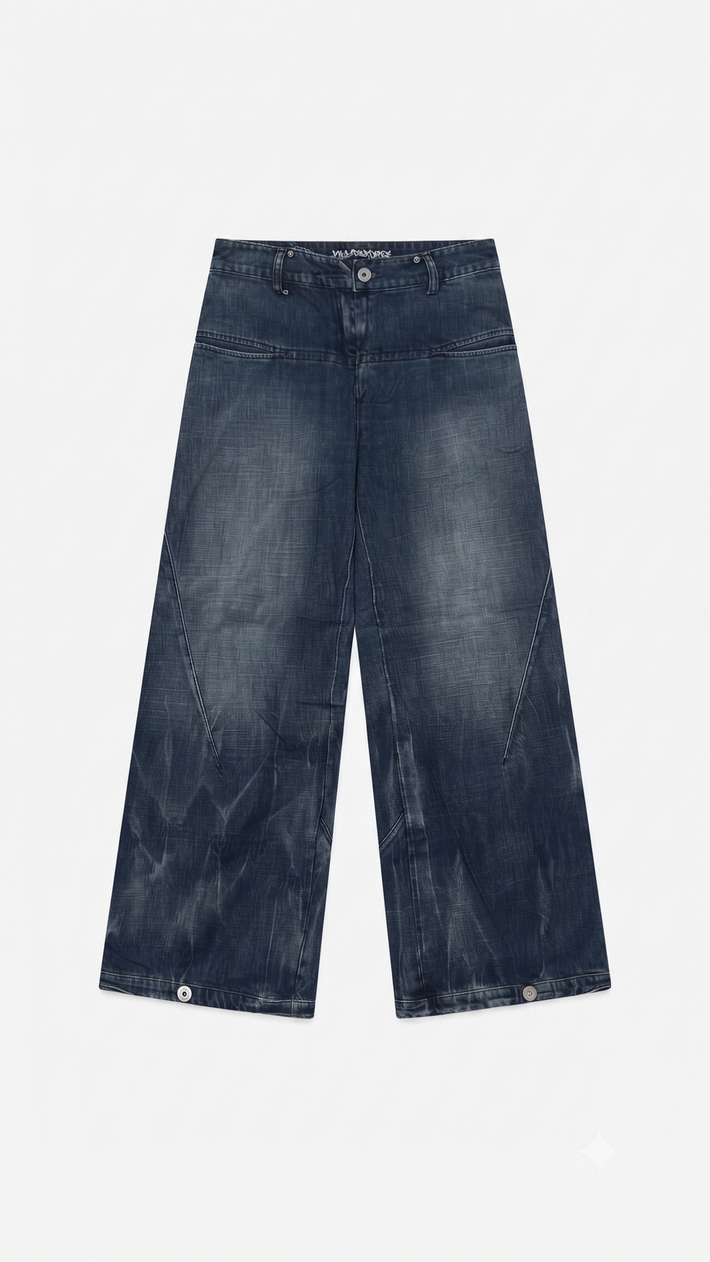 Midnight Panel Washed Wide-Leg Jeans