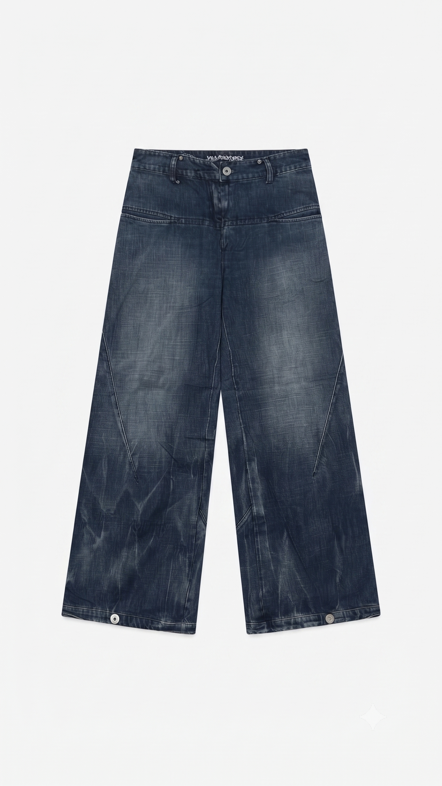 Midnight Panel Washed Wide-Leg Jeans