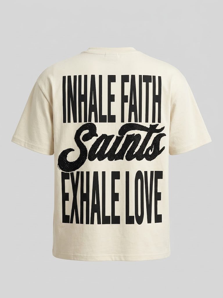 Inhale Faith Saints Rhinestone Oversized Tee