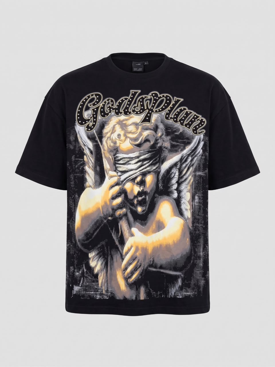 God’s Plan Rhinestone Oversized T-Shirt – Black