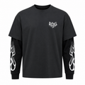 Rebel Reaper Black Layered Graphic T-Shirt – Flame Sleeve Streetwear Tee