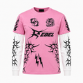 Rebel Pink Layered Graphic T-Shirt – Tribal Sleeve Streetwear Tee