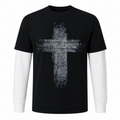Thou Shall Not Want Layered Graphic T-Shirt – Black & White Angel Print Tee