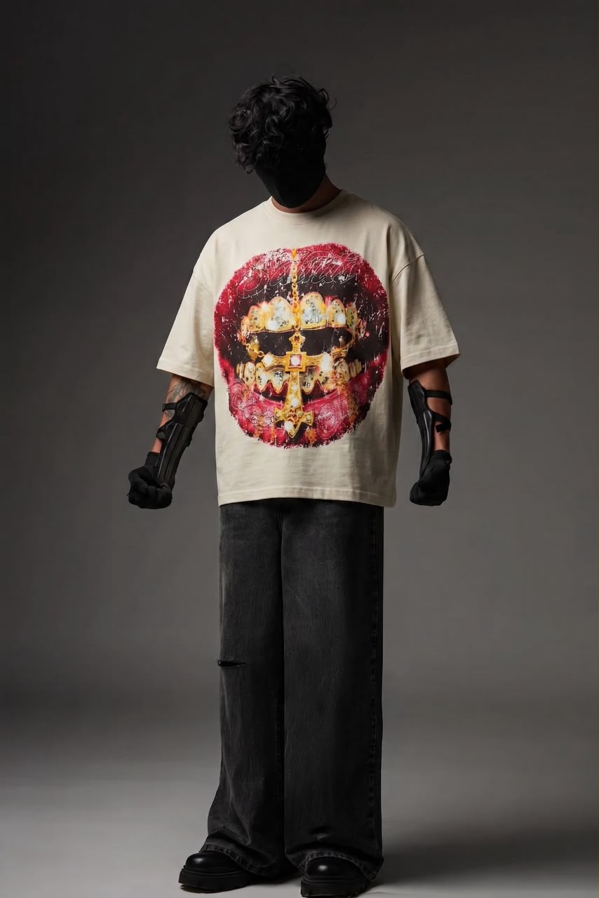 Inhale Faith Saints Rhinestone Oversized Tee