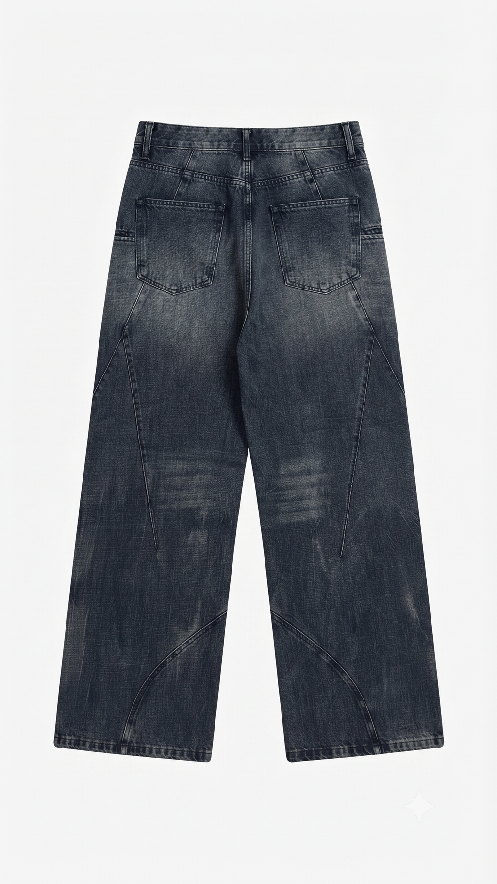 Midnight Panel Washed Wide-Leg Jeans