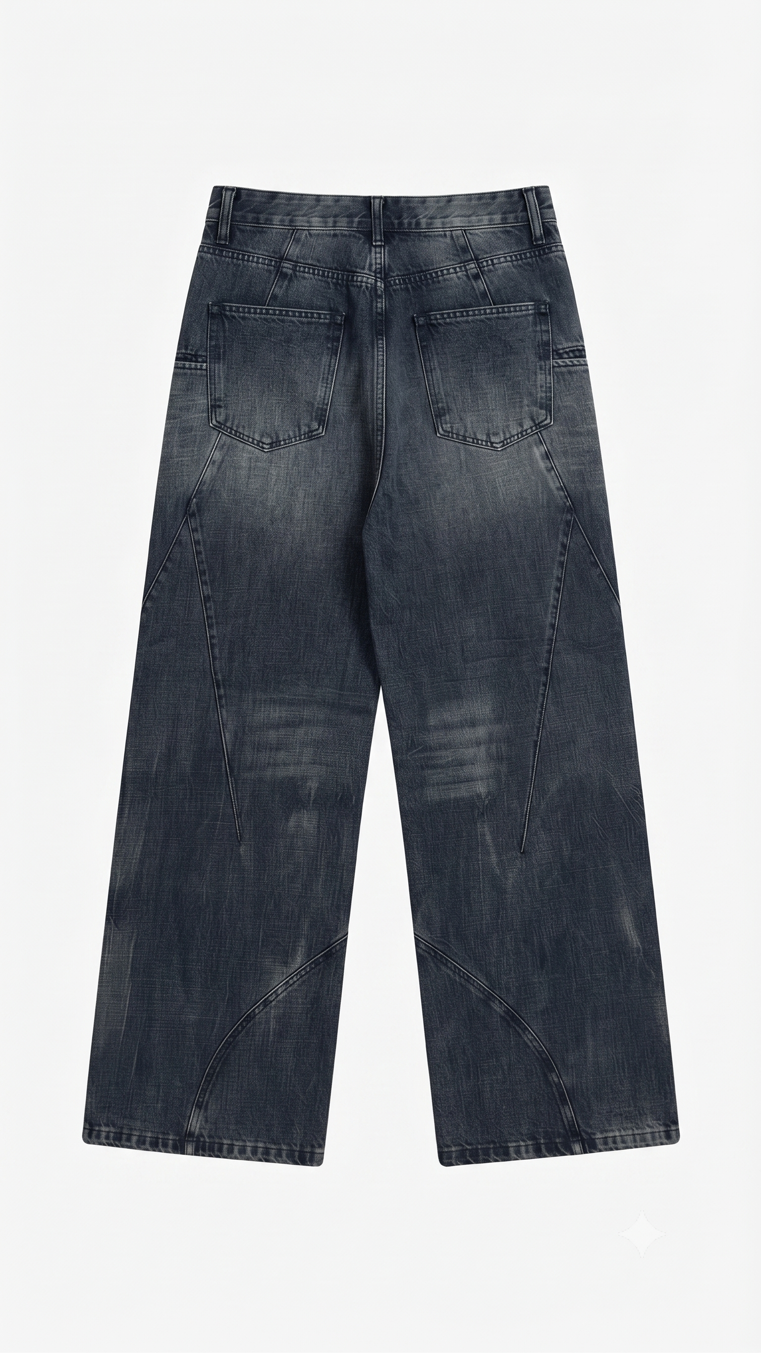 Midnight Panel Washed Wide-Leg Jeans