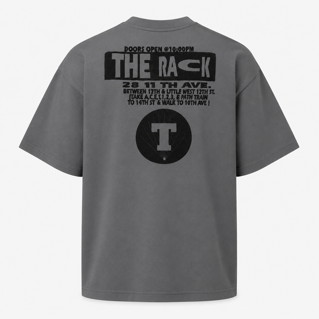 The Rack Charcoal Boxy Fit T-Shirt – Pure Cotton Tee with Velvet Print