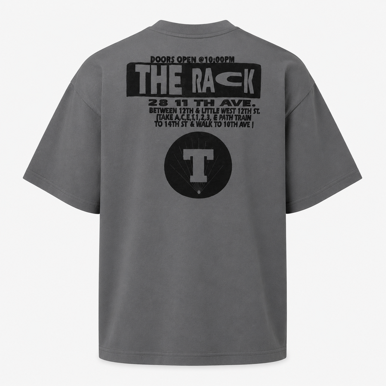 The Rack Charcoal Boxy Fit T-Shirt – Pure Cotton Tee with Velvet Print