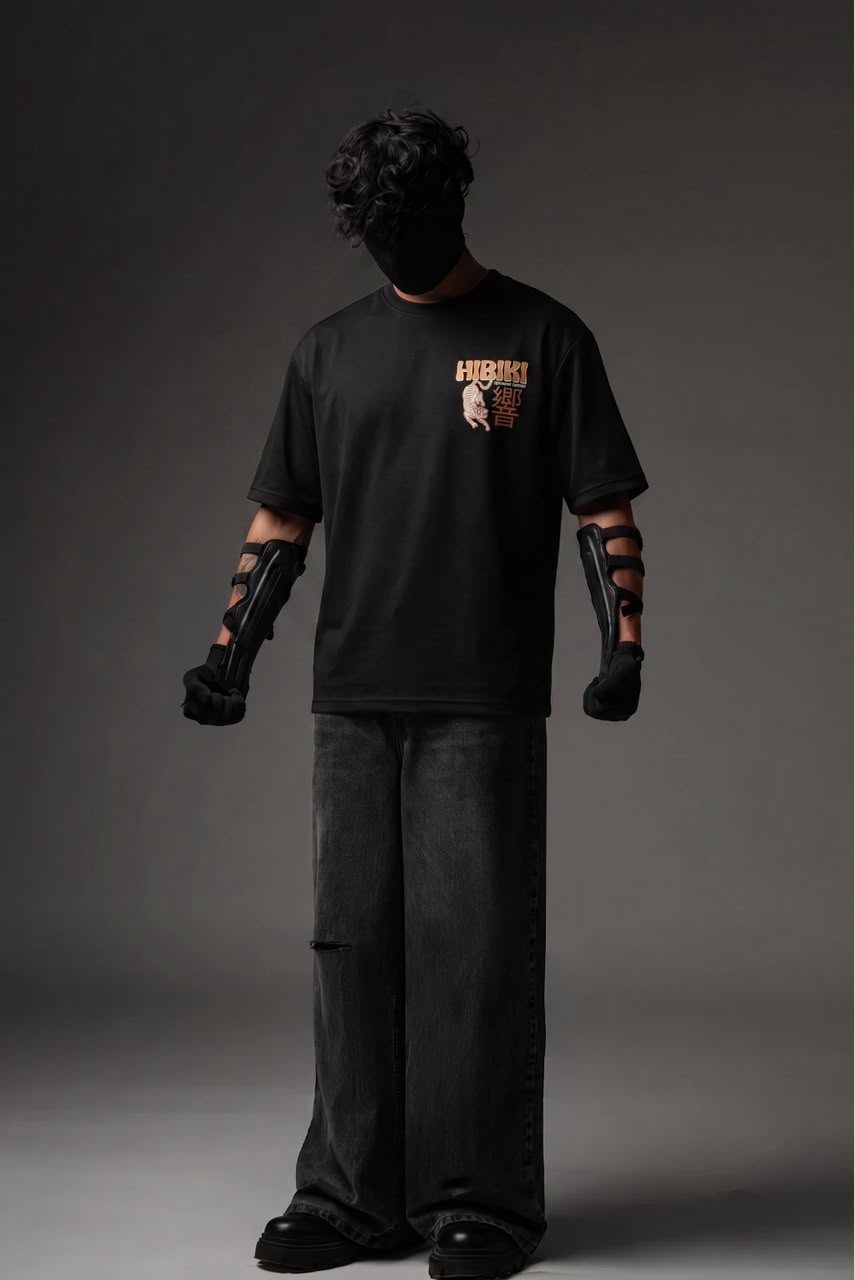Japanese Tiger Oversized Graphic T-Shirt – Black