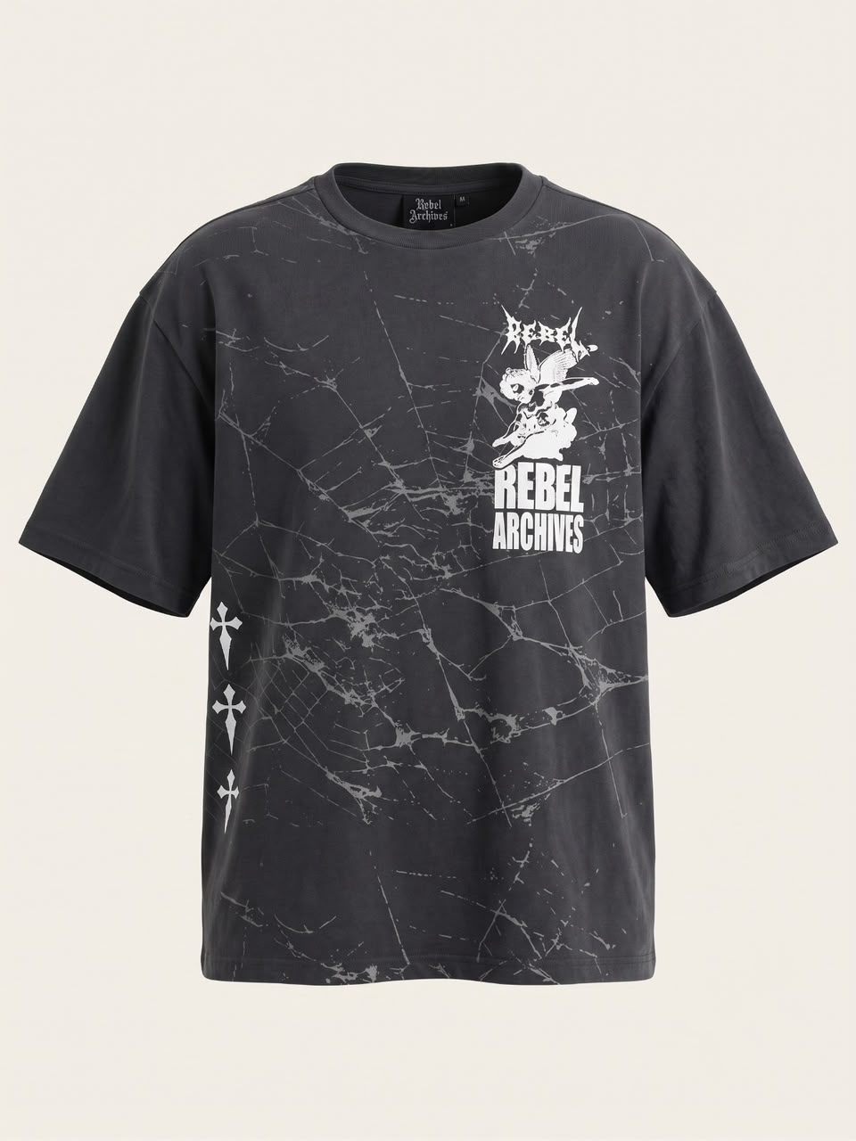 Rebel Archives Oversized Graphic T-Shirt – Washed Black