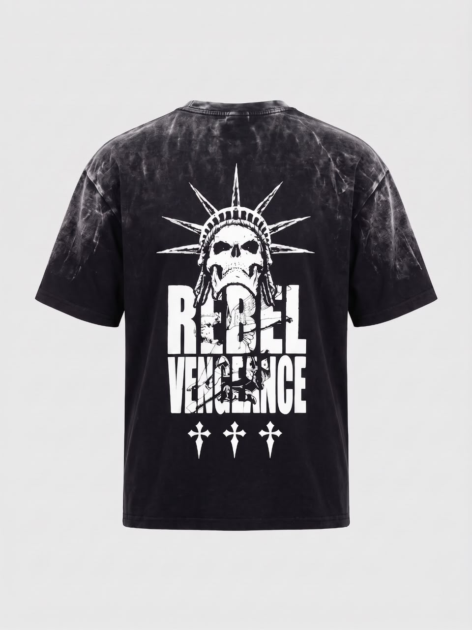 Rebel Vengeance Washed Oversized Graphic T-Shirt – Black
