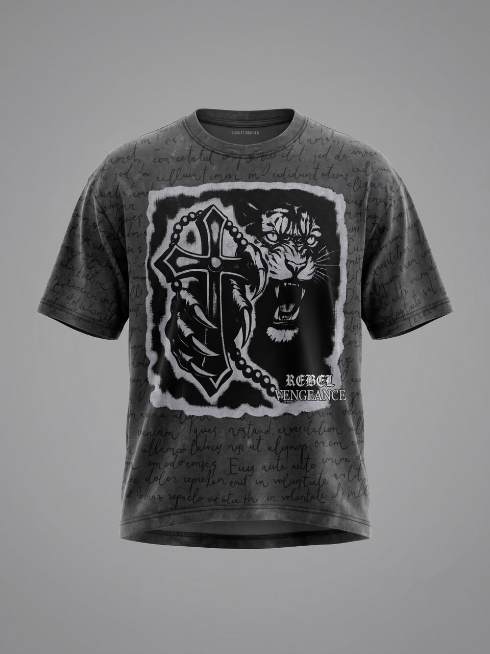 Rebel Vengeance Reverse Stitch Oversized T-Shirt – Washed Grey