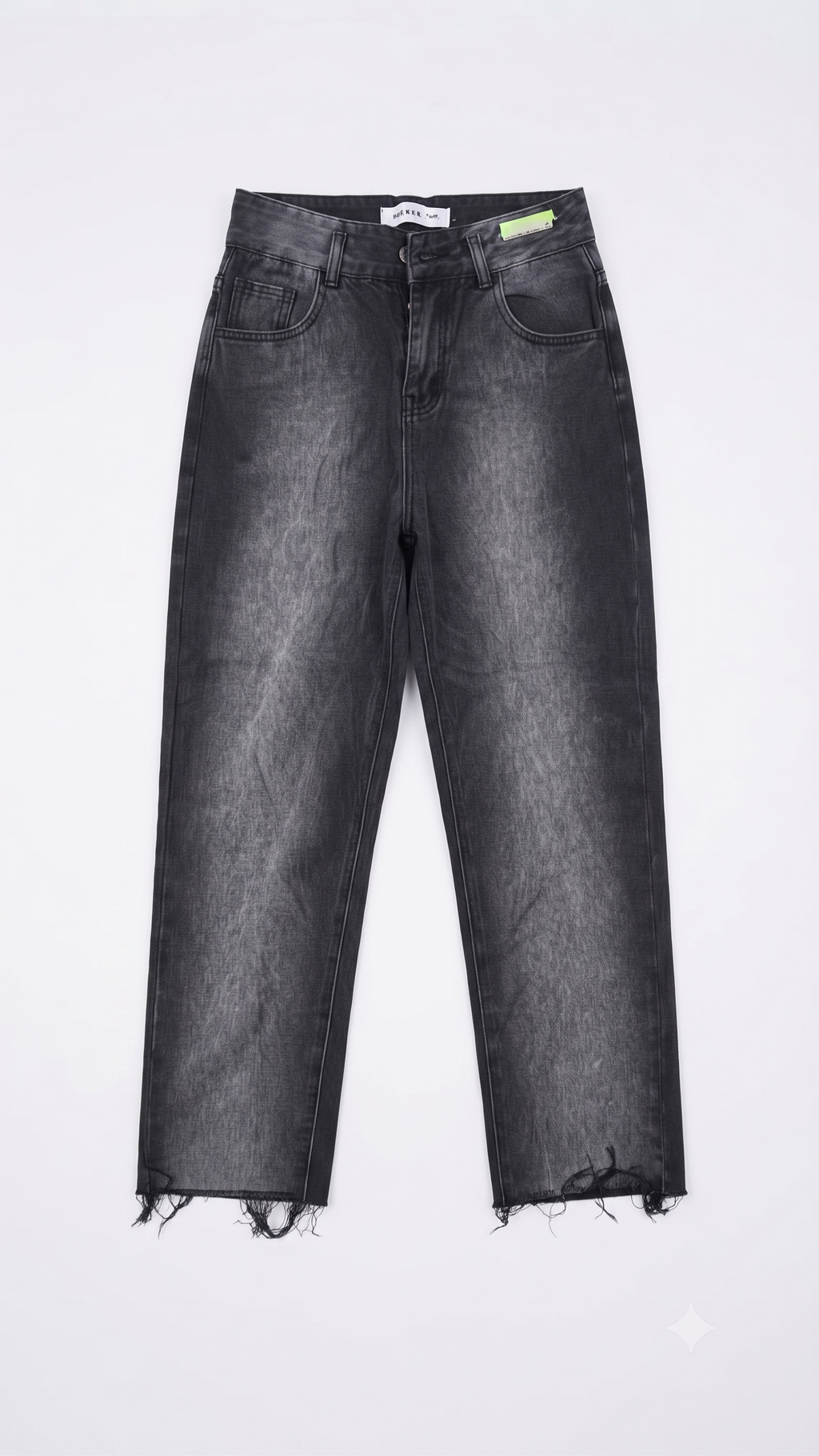 Ash Fade Raw-Hem Straight-Leg Jeans