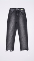 Ash Fade Raw-Hem Straight-Leg Jeans