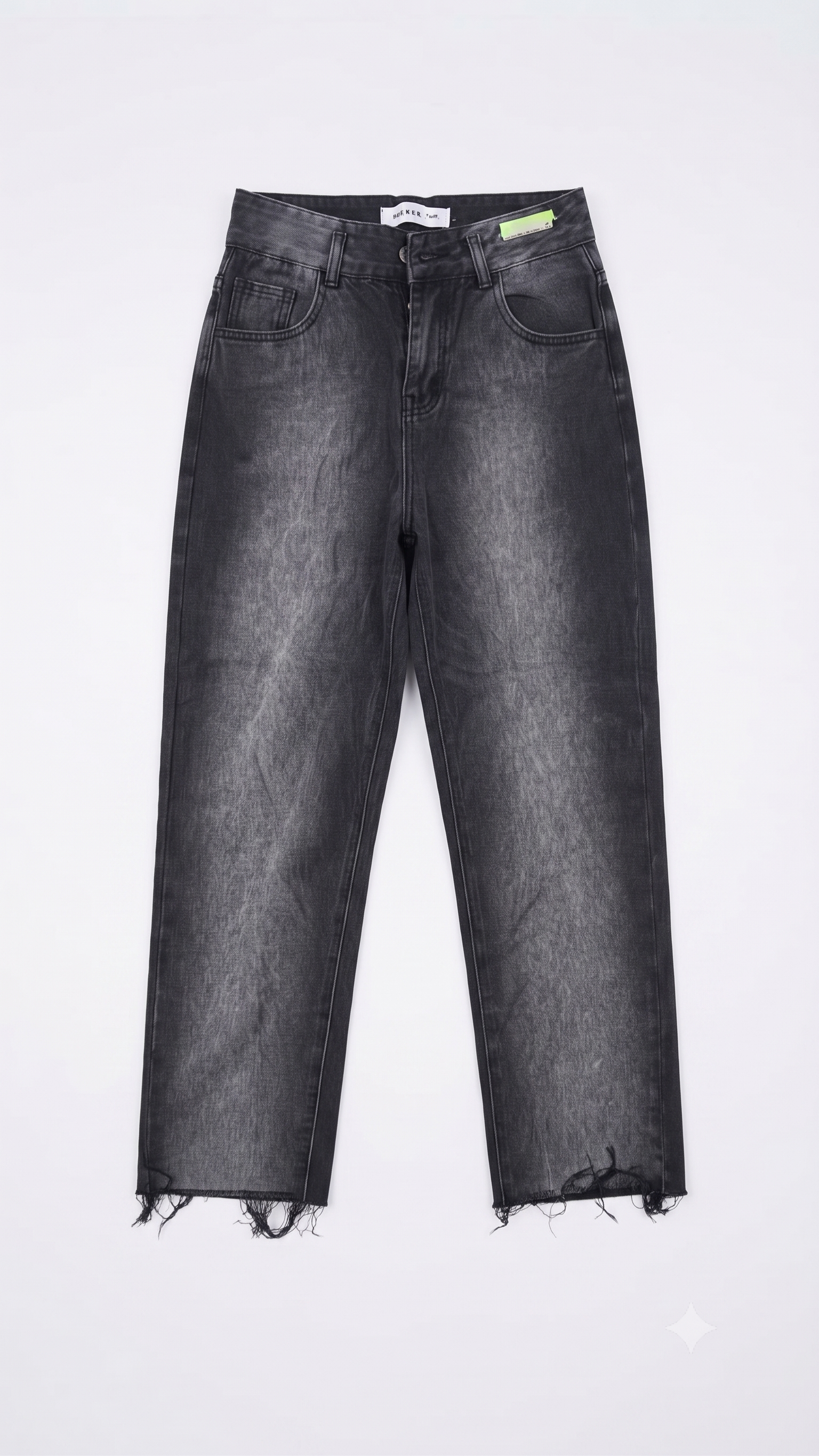Ash Fade Raw-Hem Straight-Leg Jeans