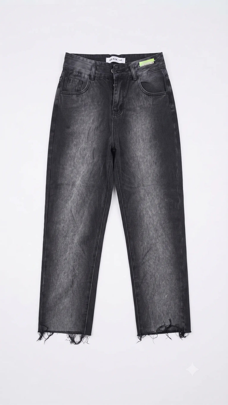 Ash Fade Raw-Hem Straight-Leg Jeans – product image 1