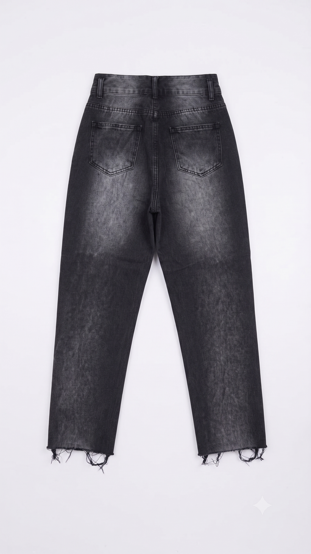 Ash Fade Raw-Hem Straight-Leg Jeans