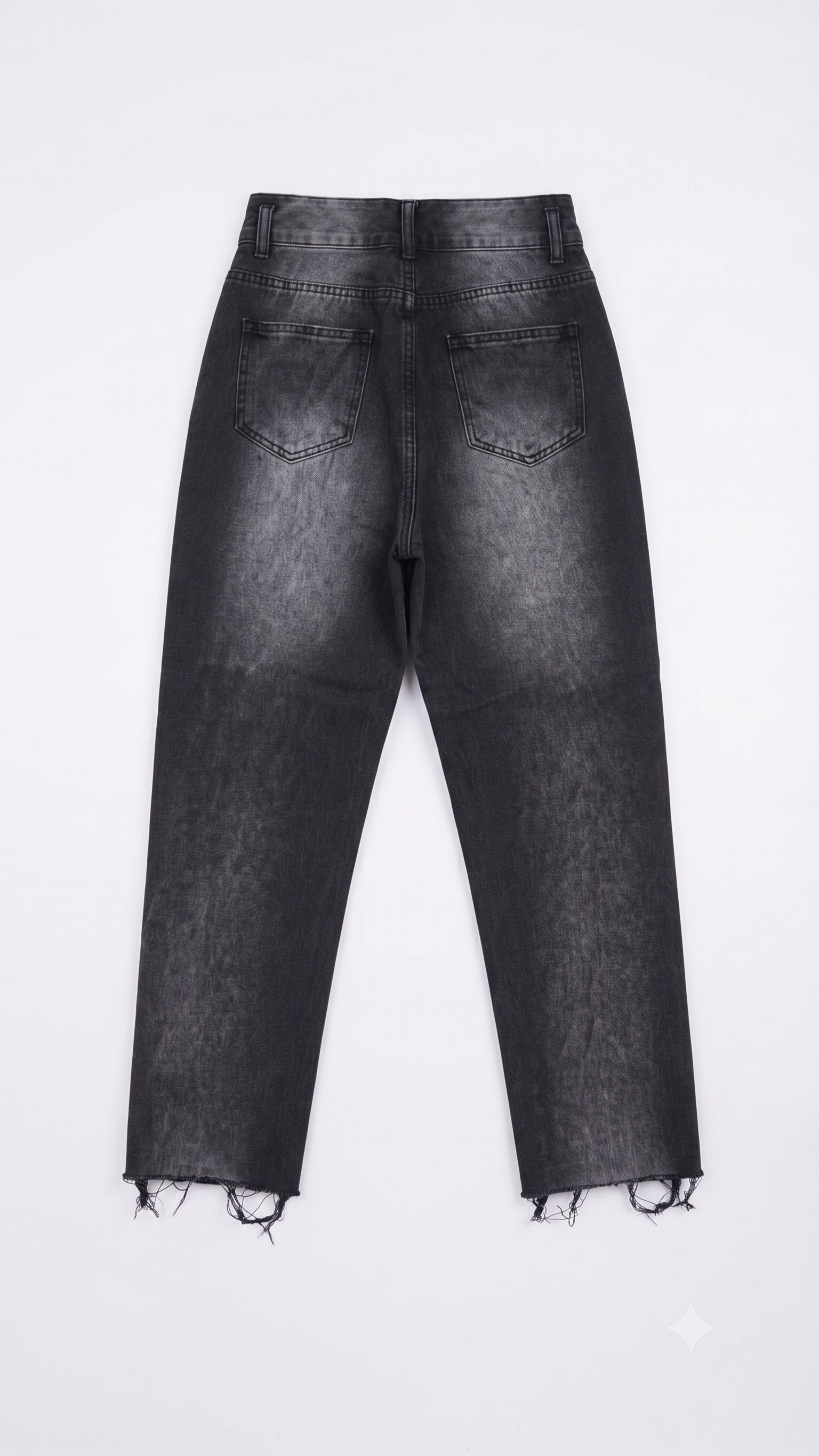 Ash Fade Raw-Hem Straight-Leg Jeans