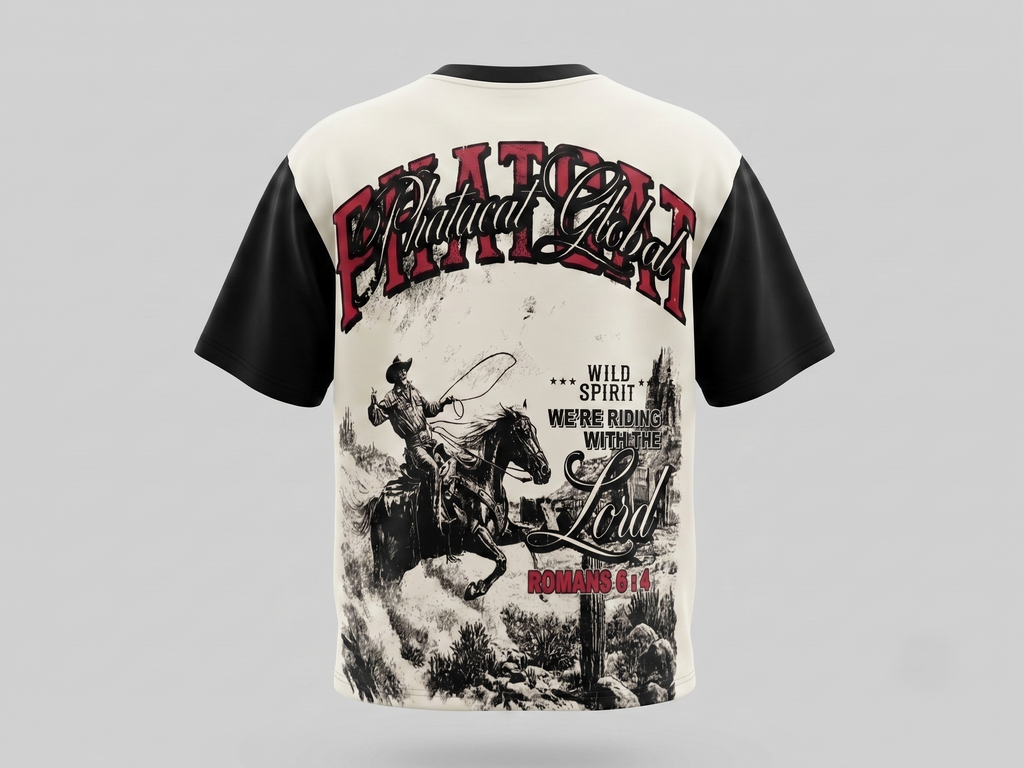 Phatcat Wild Spirit Rodeo Oversized Graphic T-Shirt – Black & Off-White
