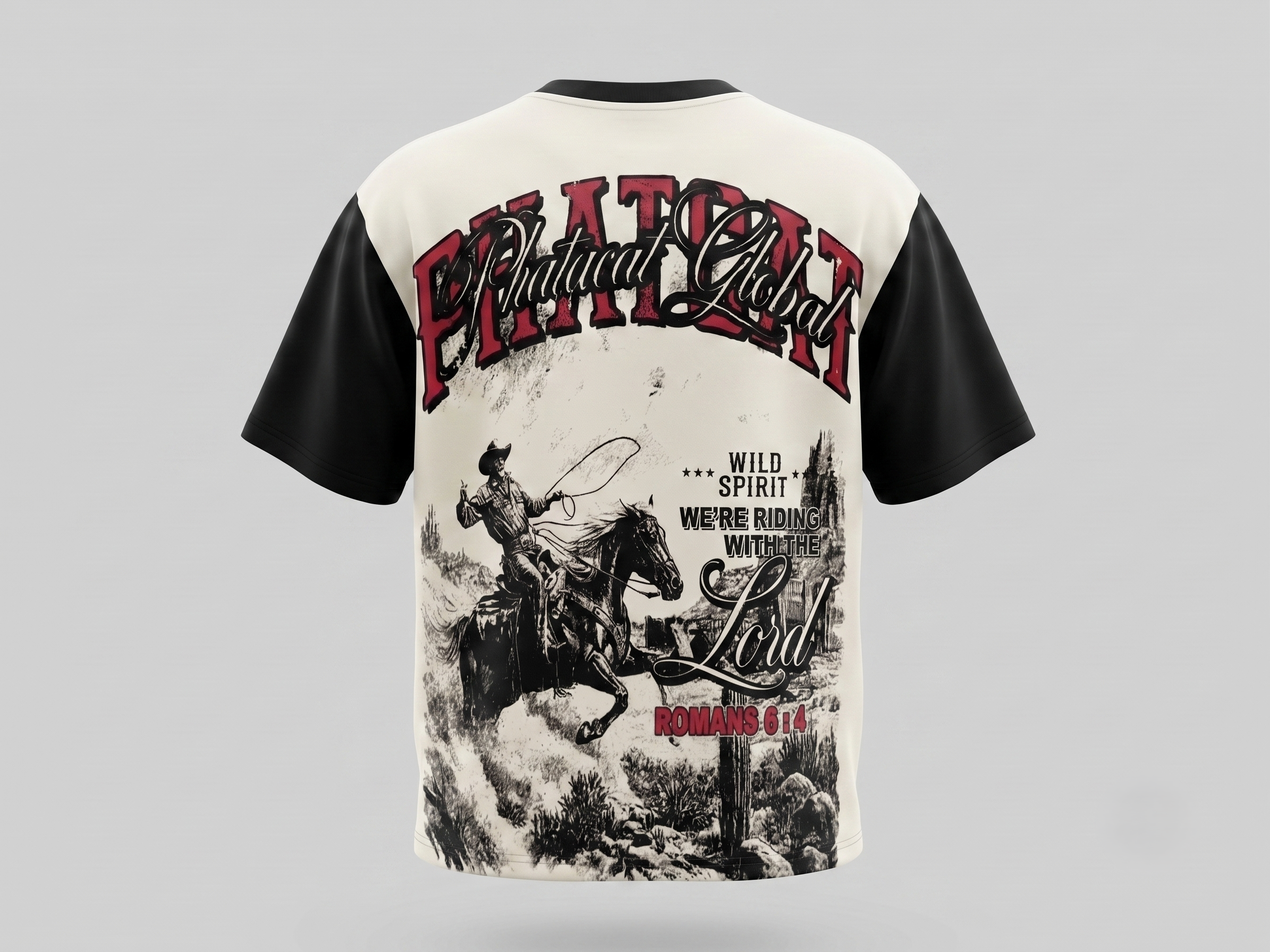 Phatcat Wild Spirit Rodeo Oversized Graphic T-Shirt – Black & Off-White