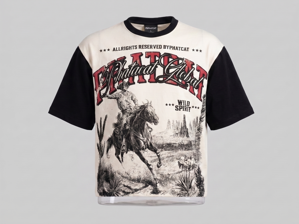 Phatcat Wild Spirit Rodeo Oversized Graphic T-Shirt – Black & Off-White