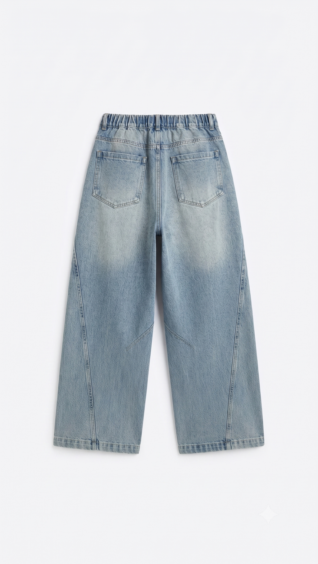 Cloud Wash Panelled Barrel-Leg Jeans