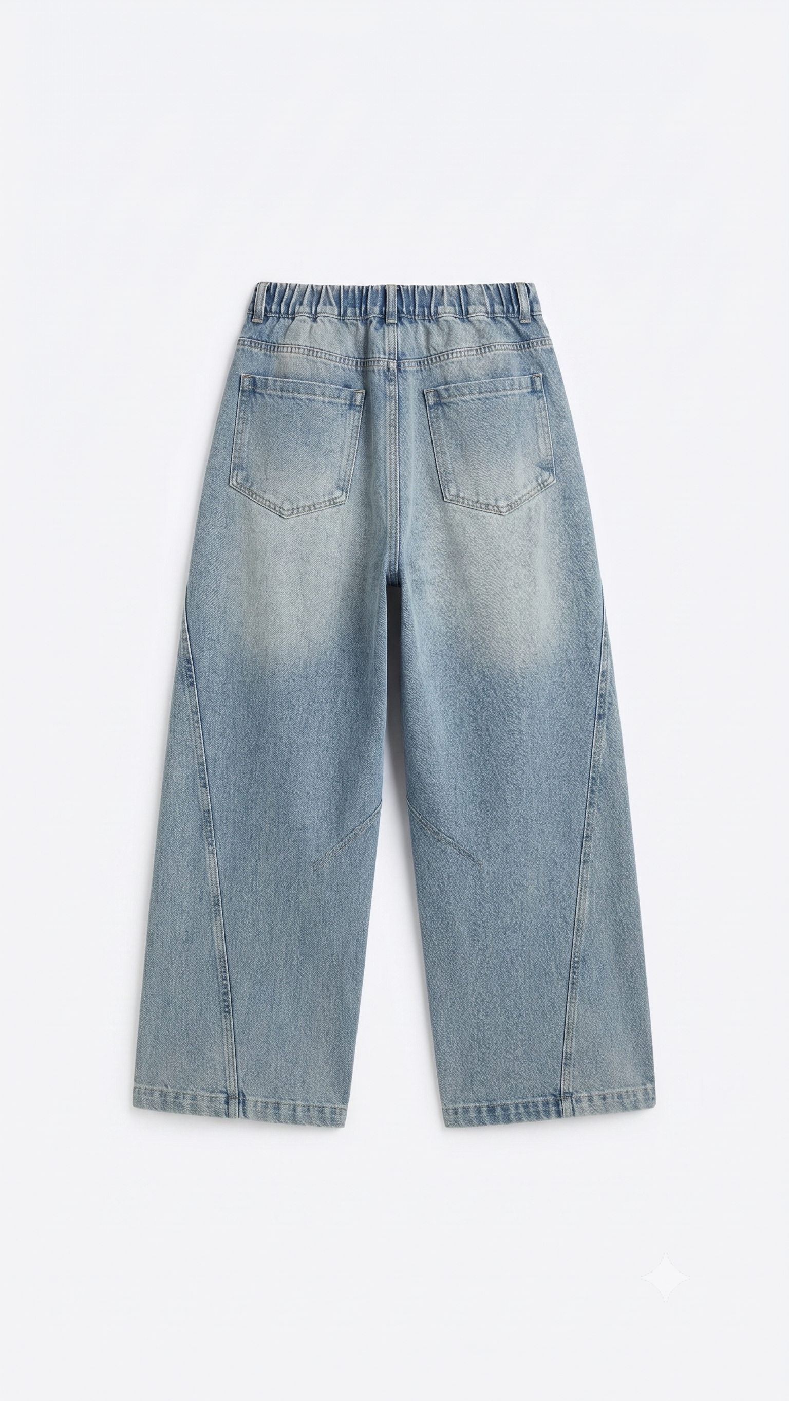 Cloud Wash Panelled Barrel-Leg Jeans
