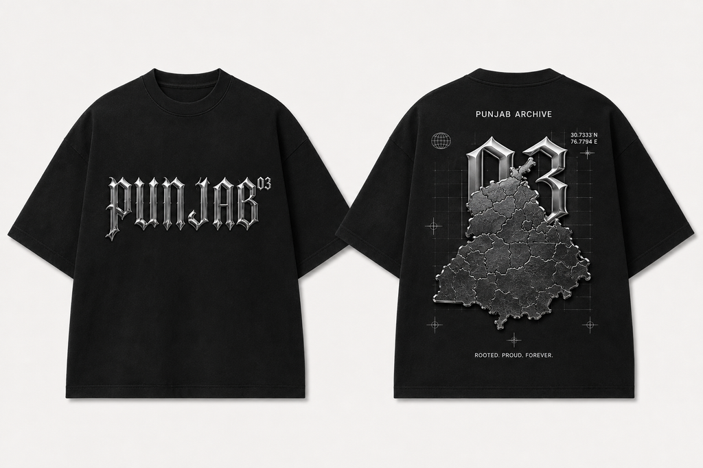 Punjab Archive 03 Oversized Graphic T-Shirt - Black