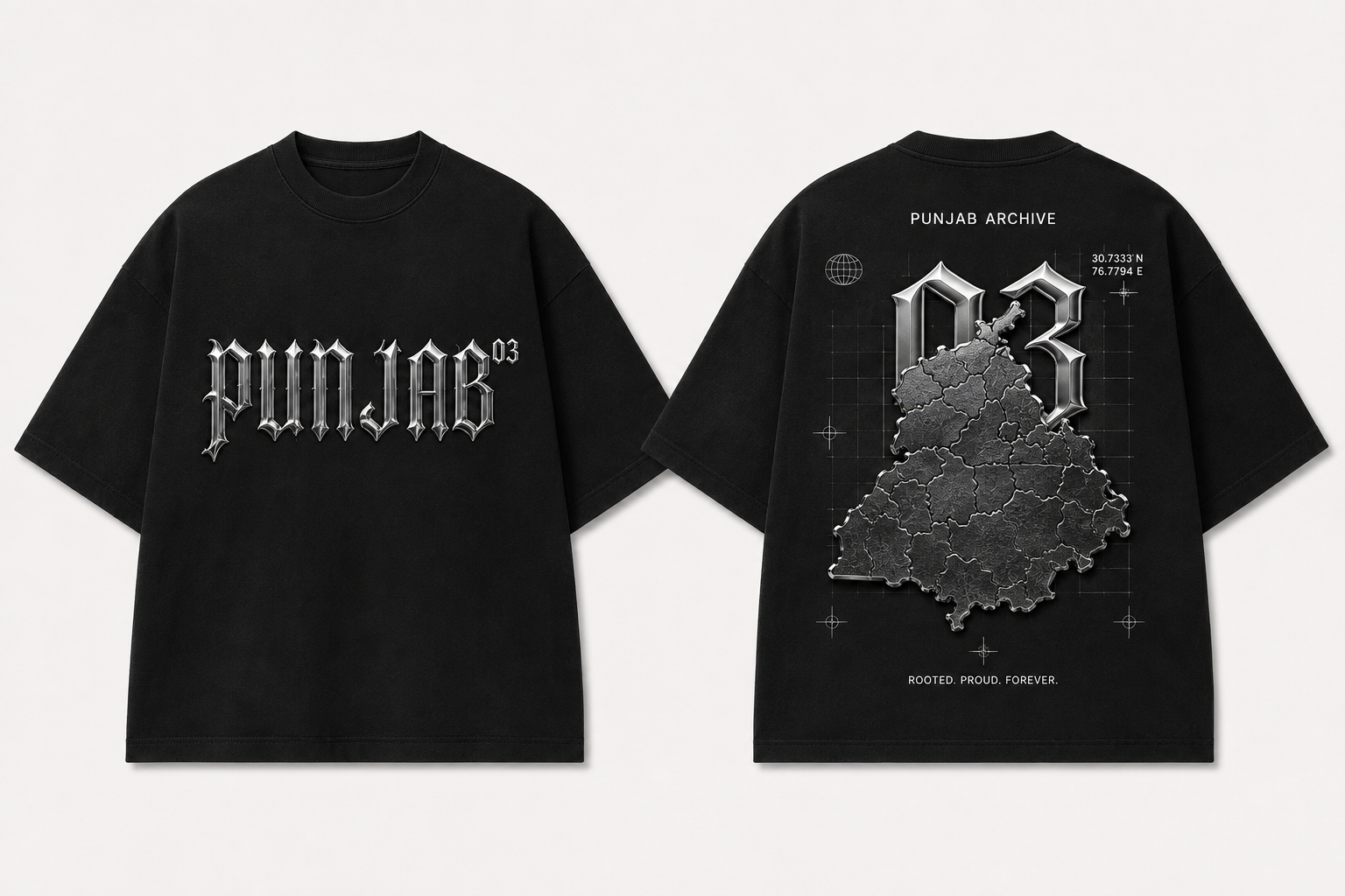 Punjab Archive 03 Oversized Graphic T-Shirt - Black
