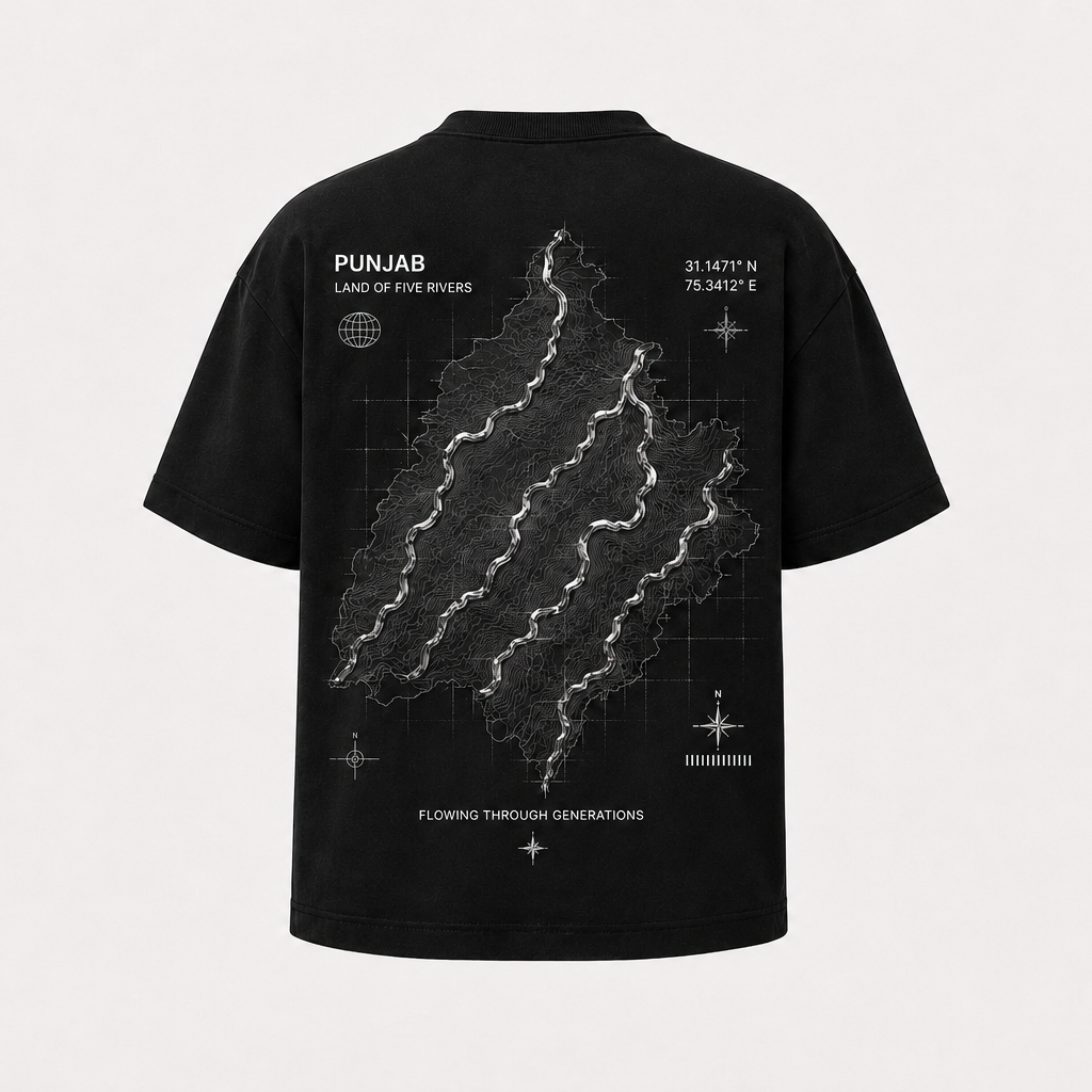 Punjab Archive 03 Oversized Graphic T-Shirt - Black