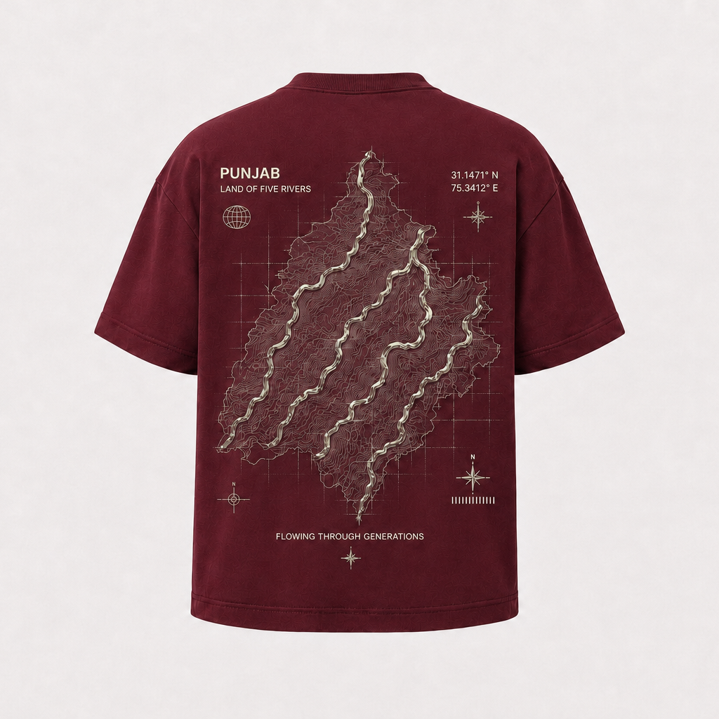 Punjab Five Rivers Oversized T-Shirt – Maroon