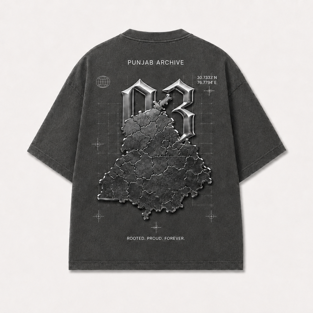 Punjab Archive 03 Oversized T-Shirt – Charcoal Grey