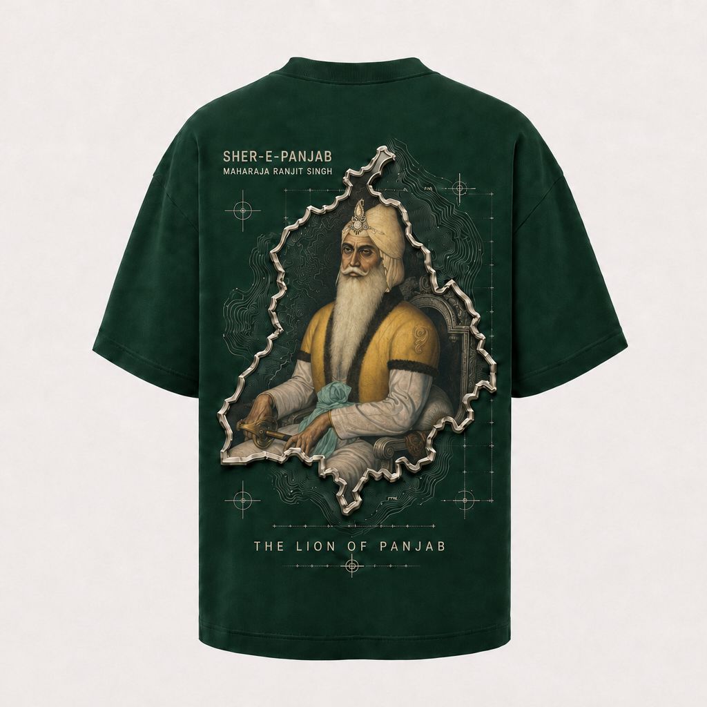 Sher-e-Panjab Maharaja Ranjit Singh Oversized T-Shirt – Forest Green
