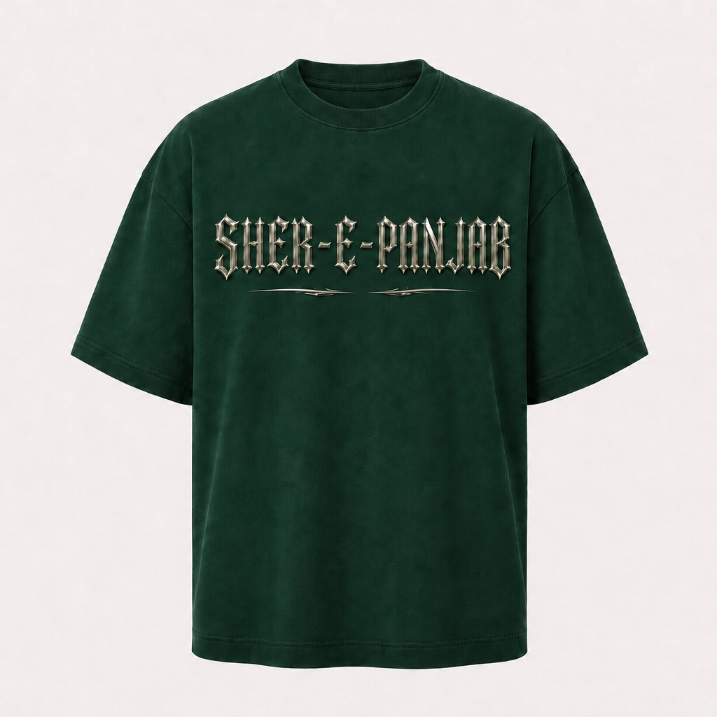 Sher-e-Panjab Maharaja Ranjit Singh Oversized T-Shirt – Forest Green