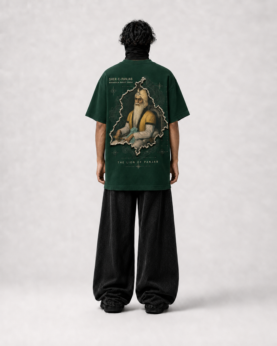 Sher-e-Panjab Maharaja Ranjit Singh Oversized T-Shirt – Forest Green