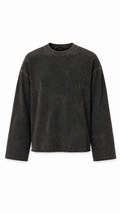 Acid Wash Waffle Knit Full Sleeve T-Shirt – Charcoal Brown