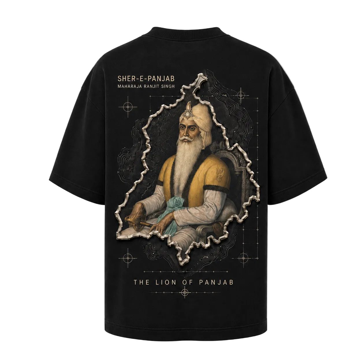 Sher-e-Panjab Maharaja Ranjit Singh Oversized T-Shirt - Black – styled view 3