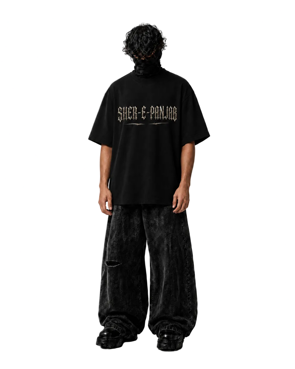 Sher-e-Panjab Maharaja Ranjit Singh Oversized T-Shirt - Black – styled view 2