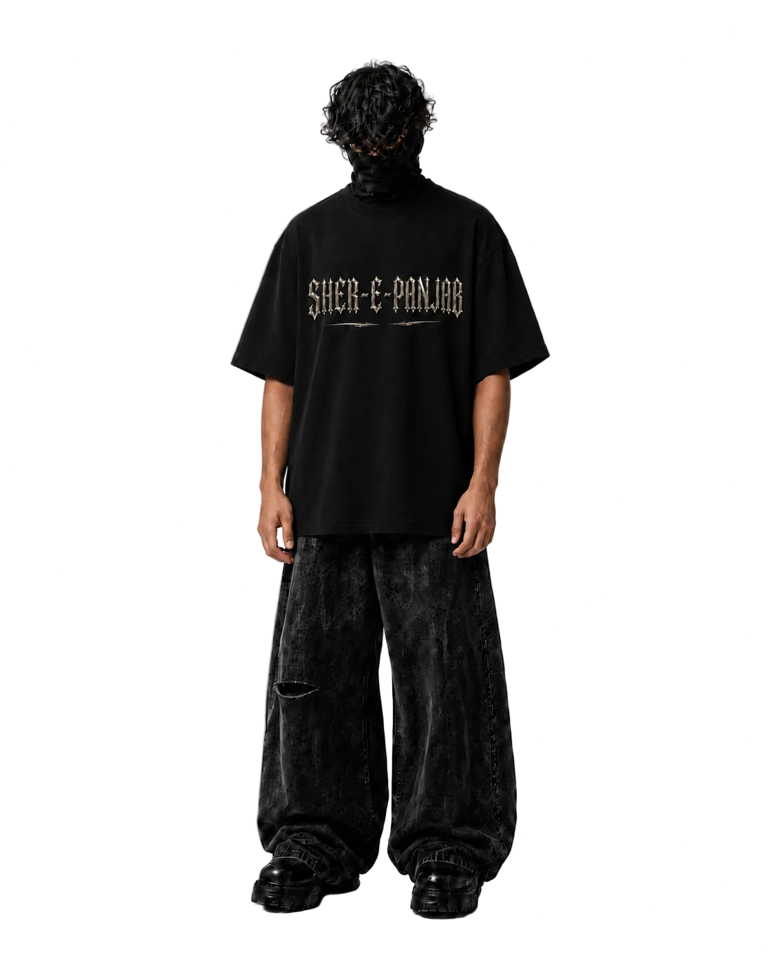 Sher-e-Panjab Maharaja Ranjit Singh Oversized T-Shirt - Black – styled view 2