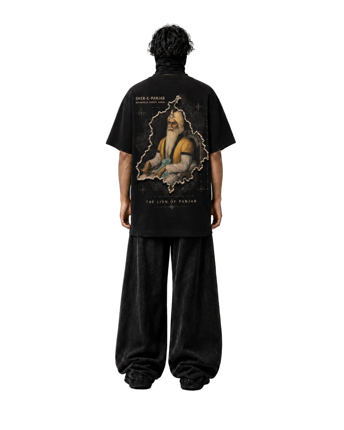 Sher-e-Panjab Maharaja Ranjit Singh Oversized T-Shirt - Black – styled view 4