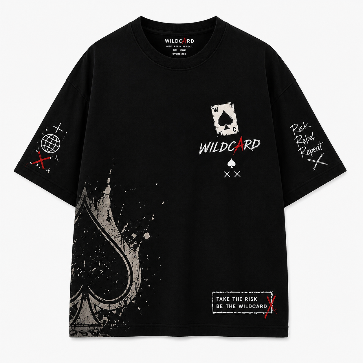 WILD CARD Play Your Own Game Oversized Graphic T-Shirt