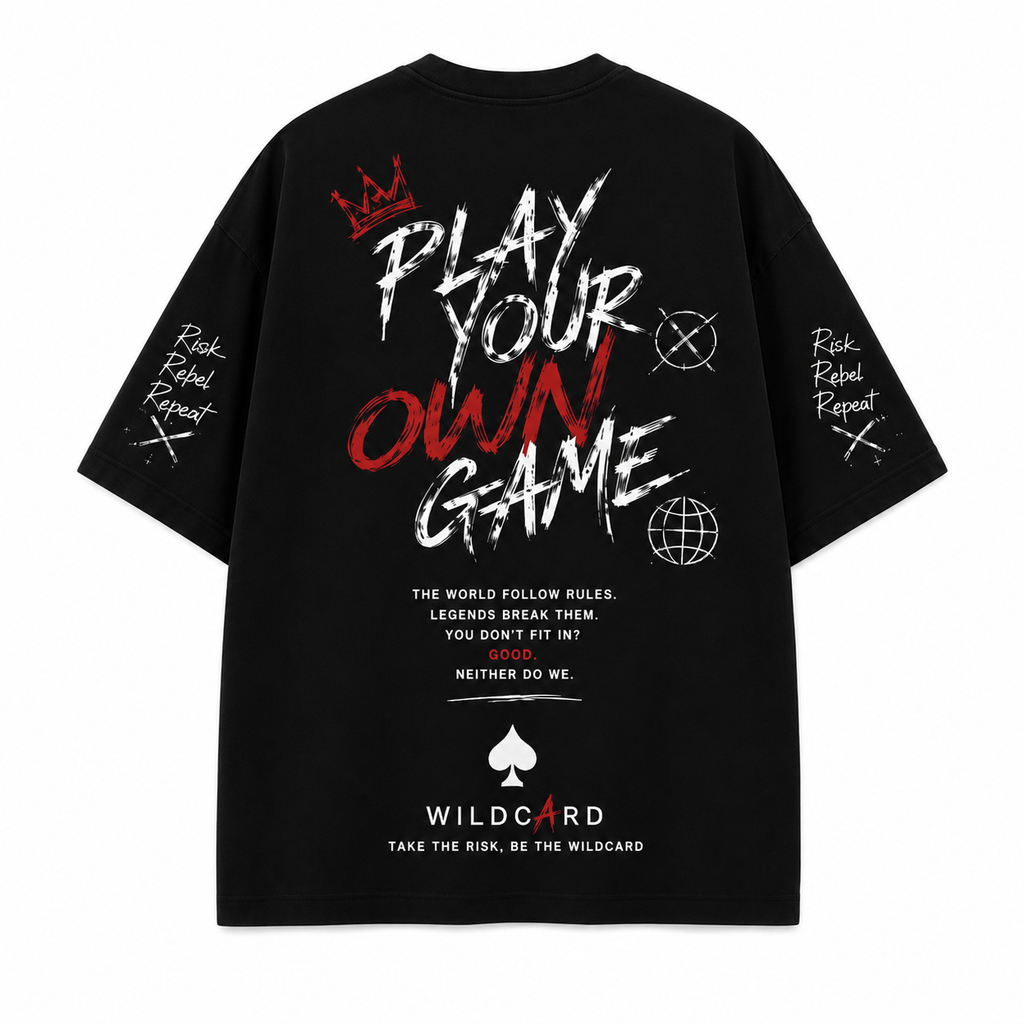 WILD CARD Play Your Own Game Oversized Graphic T-Shirt