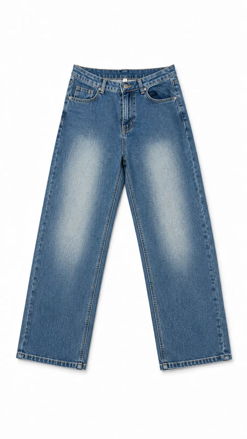 Cloud Fade Blue Wide-Leg Jeans – styled view 1