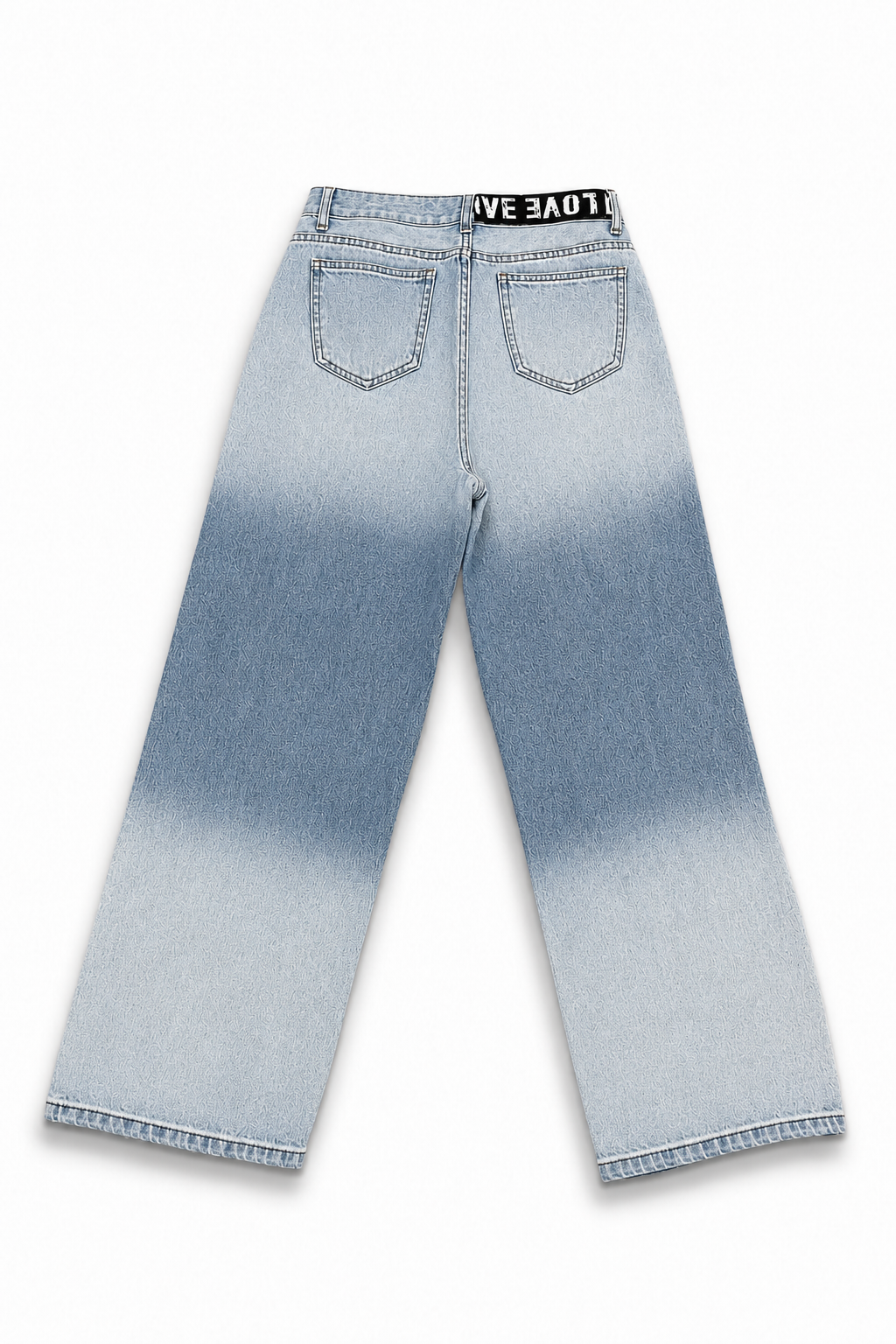 Women Love Strap Ice-Wash Baggy Jeans