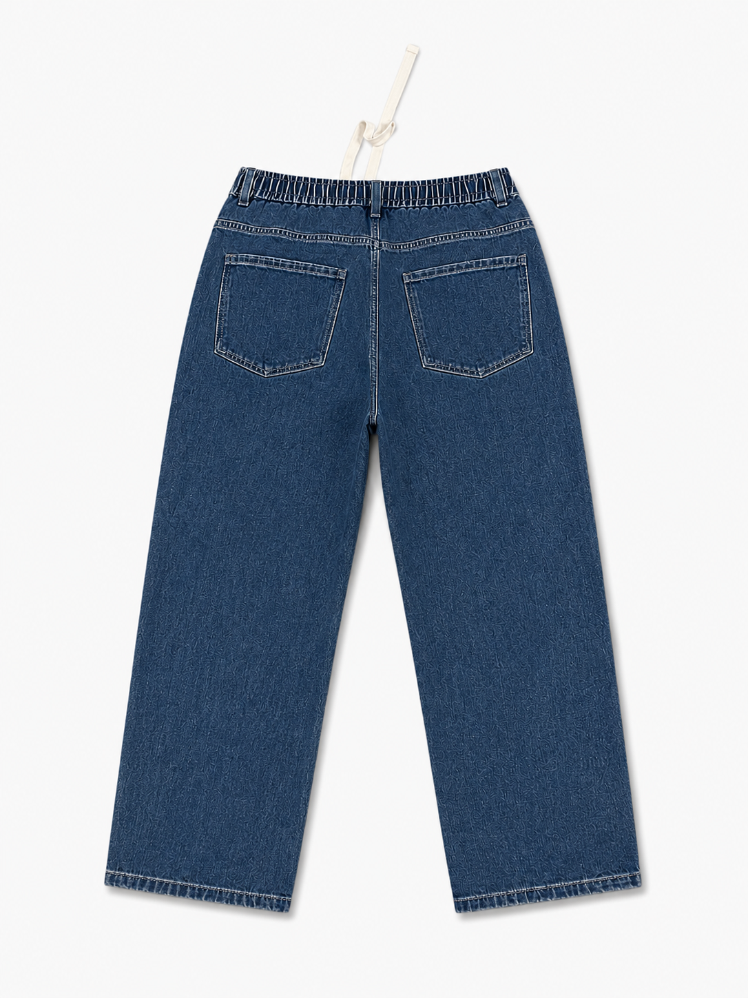 Indigo Drawstring Wide-Leg Denim Joggers