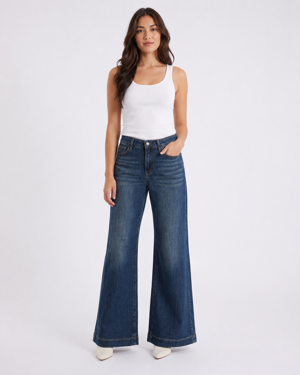 Midnight Indigo High-Rise Wide-Leg Jeans